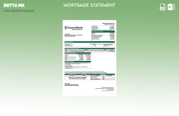Модерен стил Холандија GarantiBank International NV изјава за хипотека Шаблон за